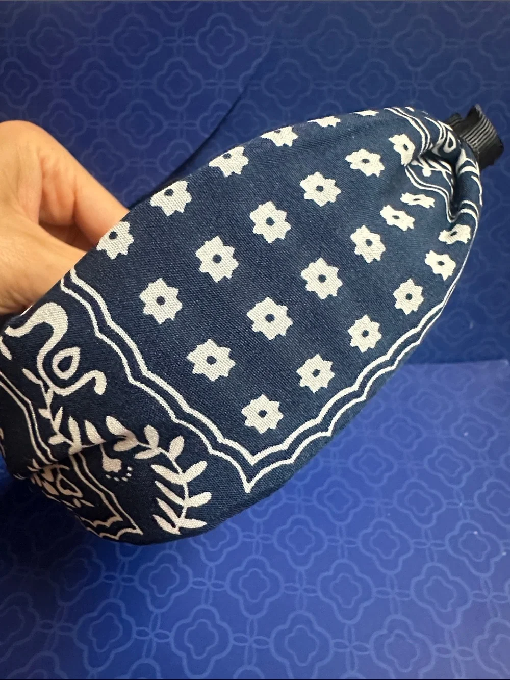 Navy Paisley Knotted Headband